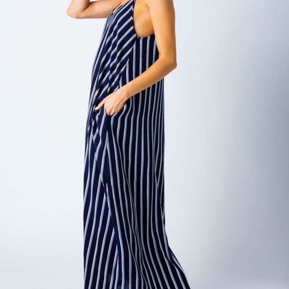 Navy Striped Maxi Dress by Love in - Picture 5 of 8
